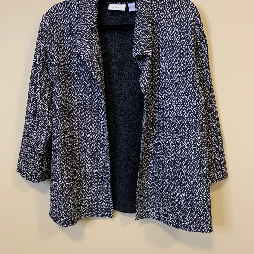 Chico’s 2 Crinkle Textured Open Front Jacket